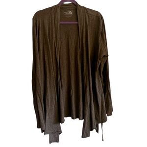 Women's The North Face lightweight brown belted cardigan sweater, size XL.